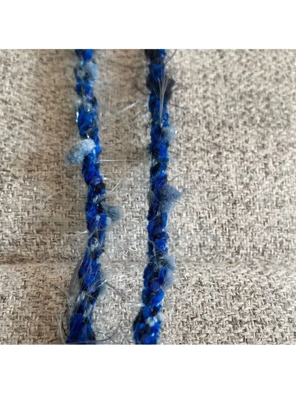 Handmade Blue Beaded Lariat Necklace 41”